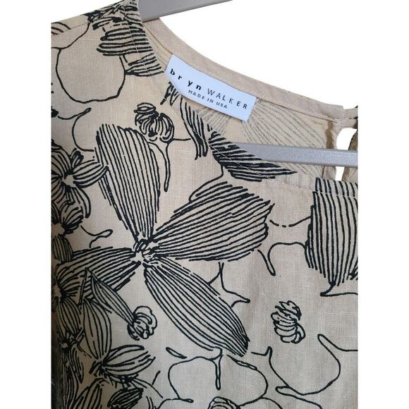 Bryn Walker Chiara Linen Floral Print
3/4 Ruffle Sleeve Blouse Top Size Medium - Picture 3 of 7